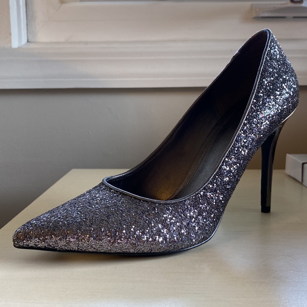 Michael Kors Gunmetal Silver Glitter Pump High Heel
